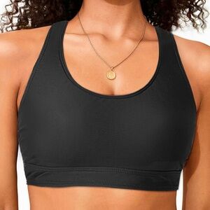 New Holipick Cross Back Scoop Neck Black Bikini Top. Size XL